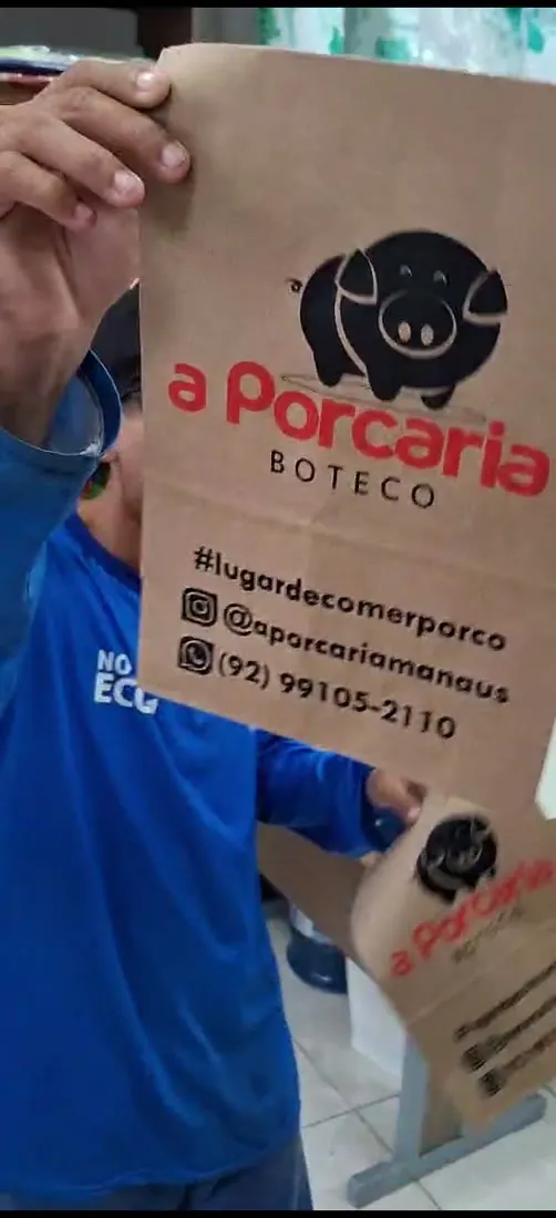 Saco kraft a Porcaria Boteco